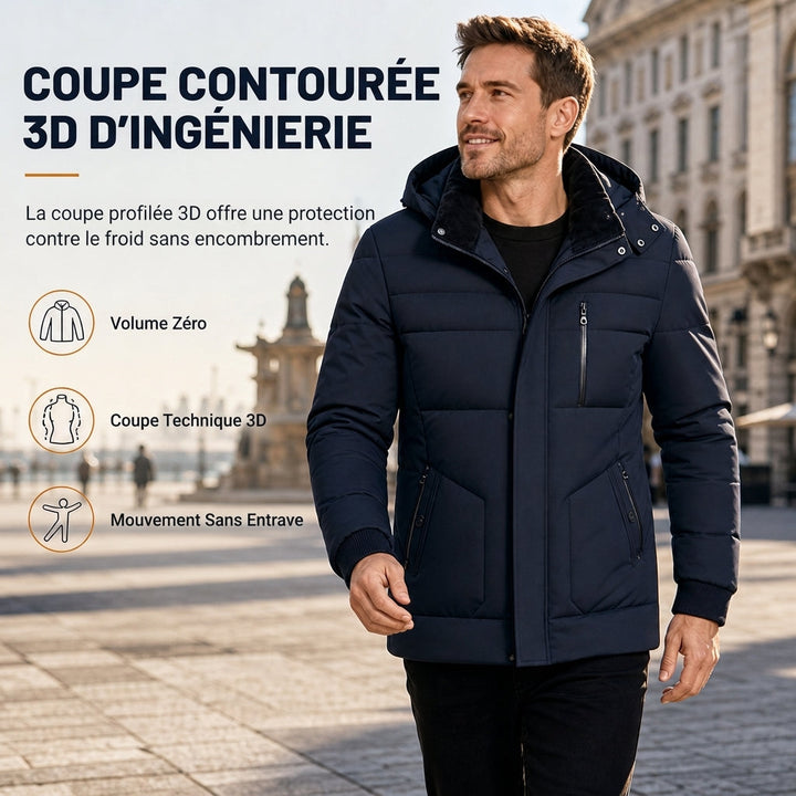 Manteau d'hiver homme matelassé doublé polaire à capuche amovible – Florian - vue 6