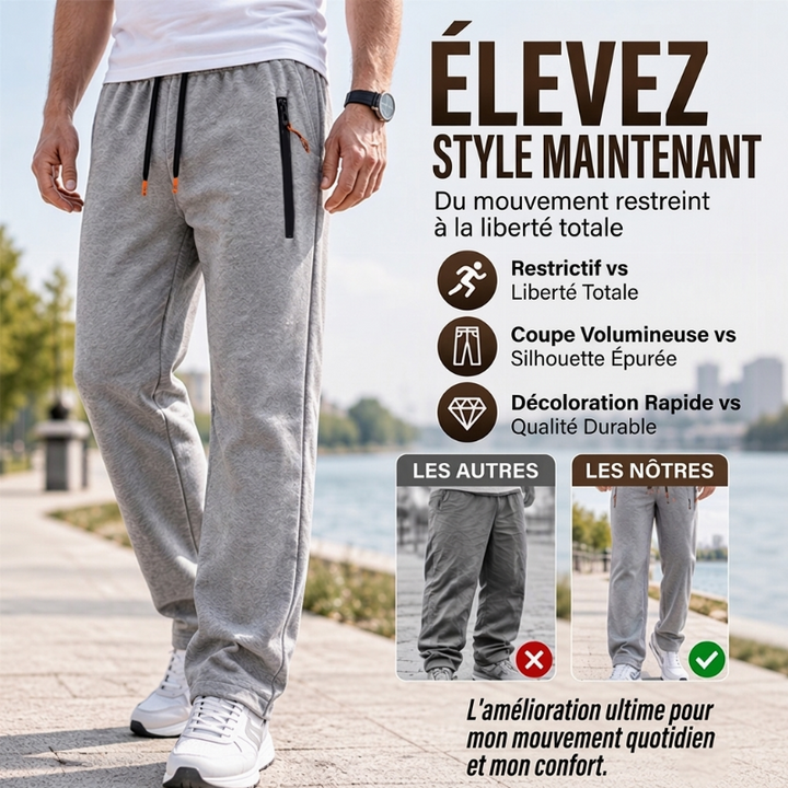 Pantalon de jogging homme d'hiver en maille douce à poches zippées – Valentin - vue 4