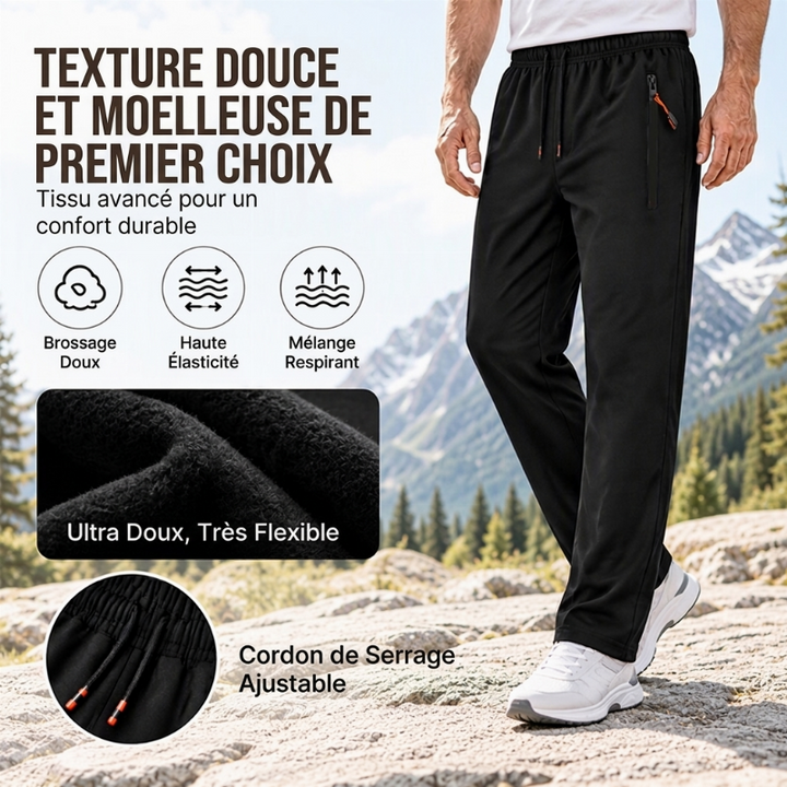 Pantalon de jogging homme d'hiver en maille douce à poches zippées – Valentin - vue 5