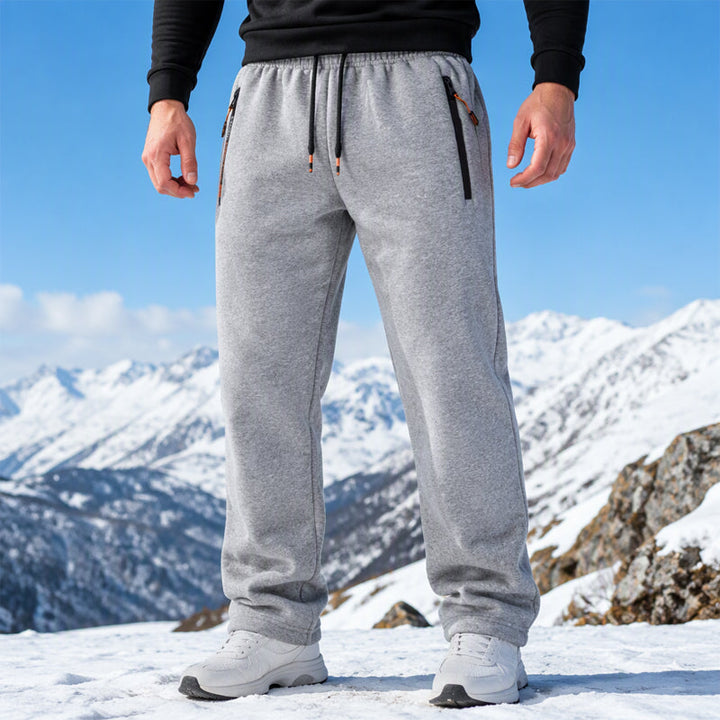 Pantalon de jogging homme d'hiver en maille douce à poches zippées – Valentin - Gris clair
