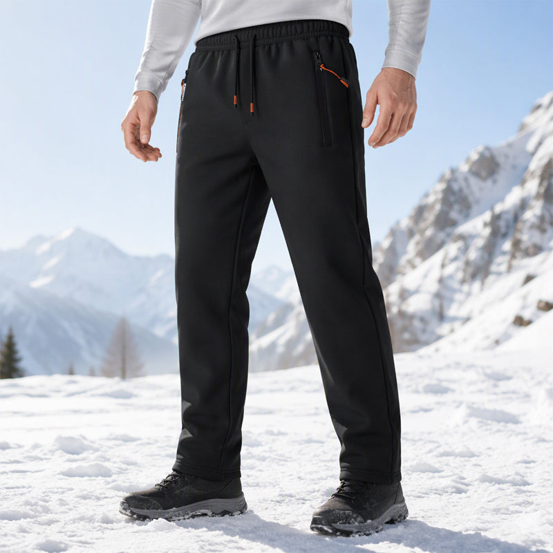 Pantalon de jogging homme d'hiver en maille douce à poches zippées – Valentin - Noir