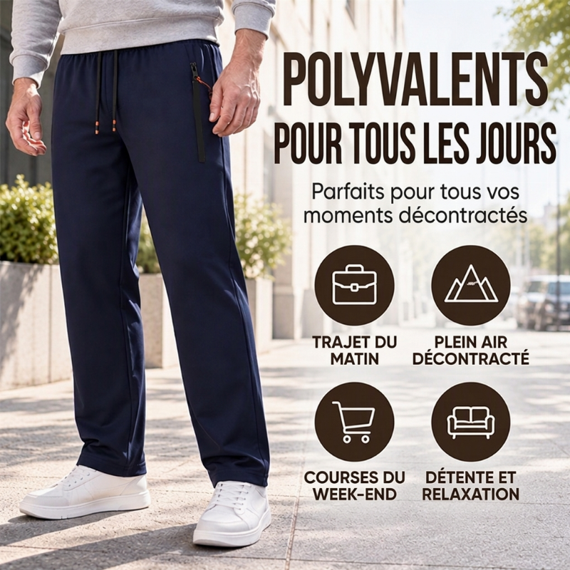 Pantalon de jogging homme d'hiver en maille douce à poches zippées – Valentin - vue 6