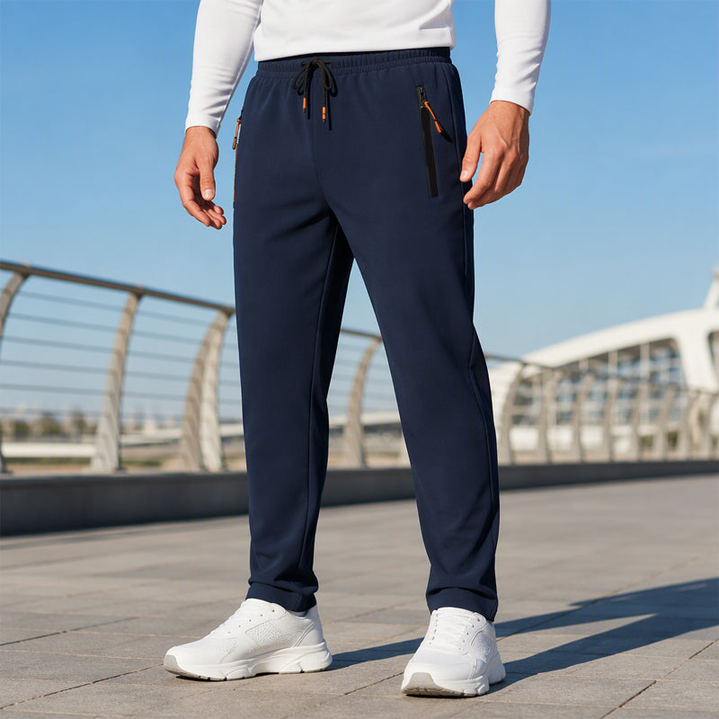 Pantalon de jogging homme d'hiver en maille douce à poches zippées – Valentin - Bleu foncé
