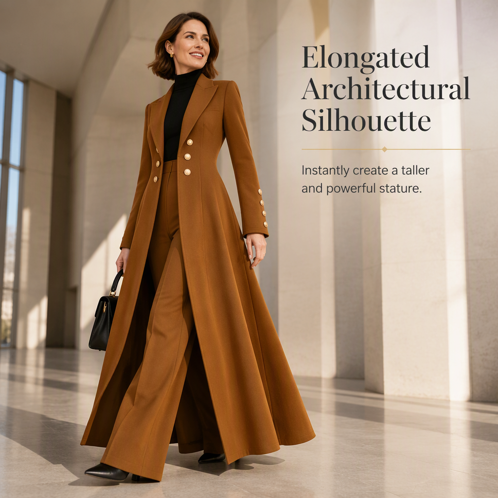 Ensemble femme manteau long croisé et pantalon droit en maille – Mathilde - vue 5