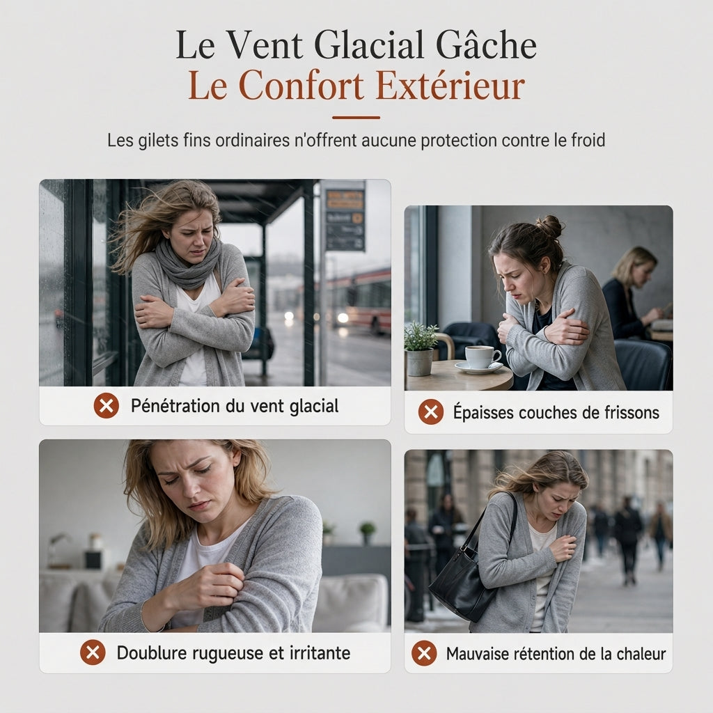 Gilet long femme à capuche en maille jacquard doublé – Capucine - vue 2