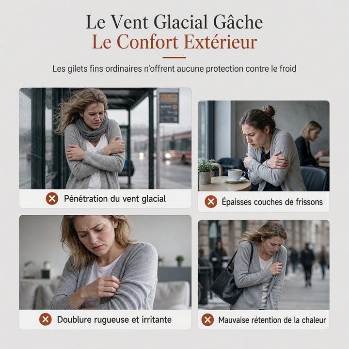 Gilet long femme à capuche en maille jacquard doublé – Capucine - vue 2
