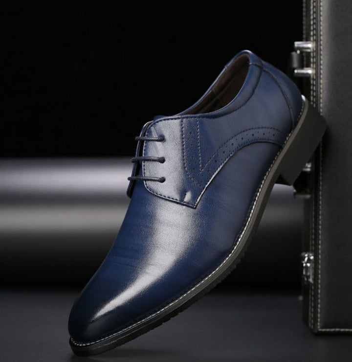 Chaussures de ville homme à lacets en cuir – Louis – Bleu