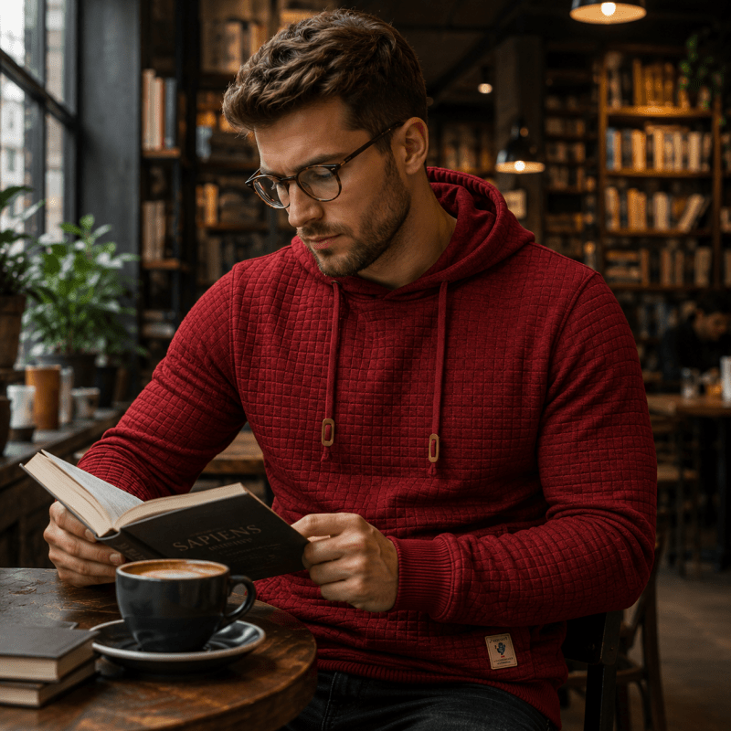 Sweat à capuche homme en maille gaufrée à passe-pouce coupe slim – Sport – vue 10