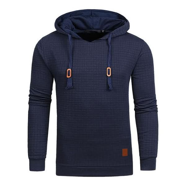 Sweat à capuche homme en maille gaufrée à passe-pouce coupe slim – Sport – Bleu marine