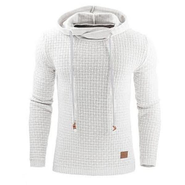 Sweat à capuche homme en maille gaufrée à passe-pouce coupe slim – Sport – Blanc