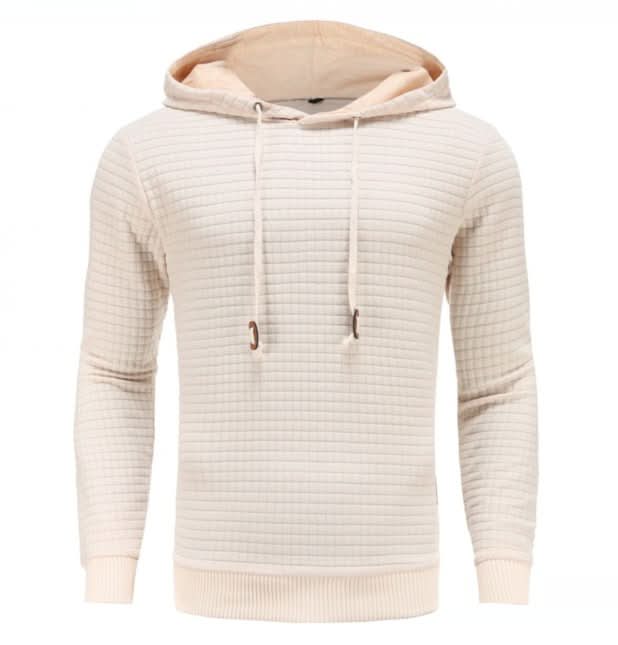 Sweat à capuche homme en maille gaufrée à passe-pouce coupe slim – Sport – Kaki