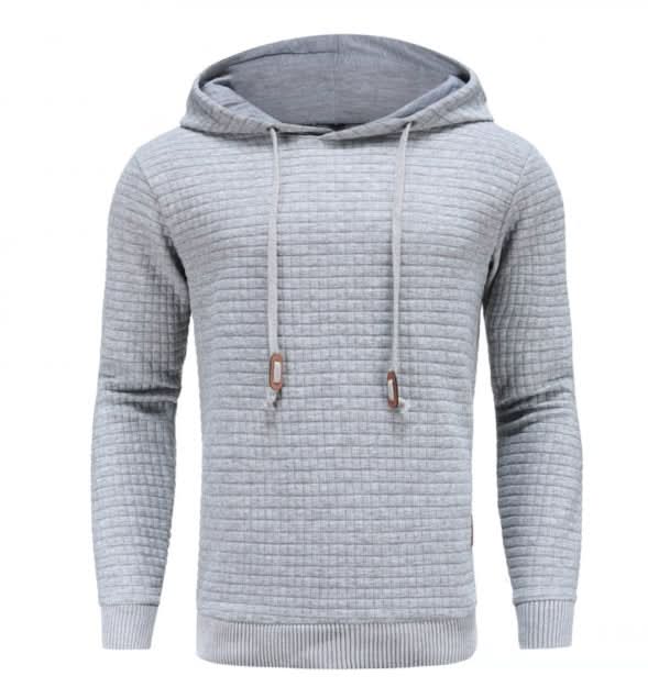 Sweat à capuche homme en maille gaufrée à passe-pouce coupe slim – Sport – Gris clair