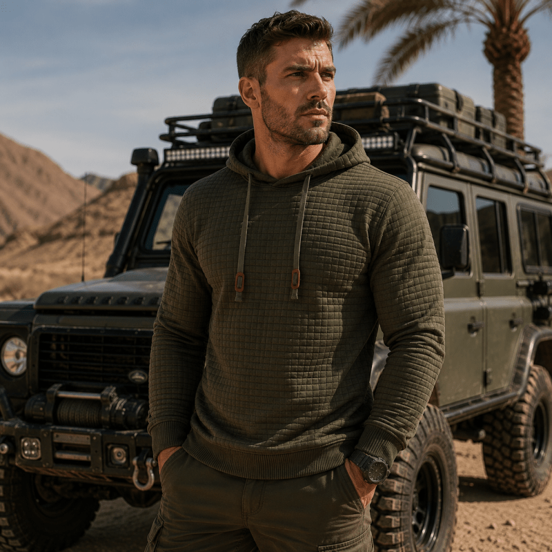 Sweat à capuche homme en maille gaufrée à passe-pouce coupe slim – Sport – vue 8