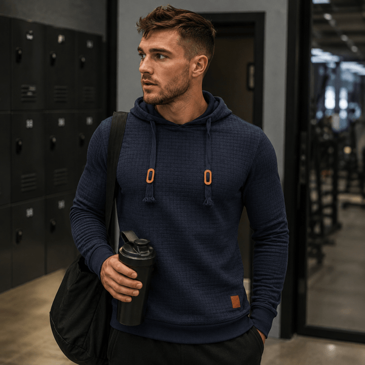 Sweat à capuche homme en maille gaufrée à passe-pouce coupe slim – Sport – vue 9