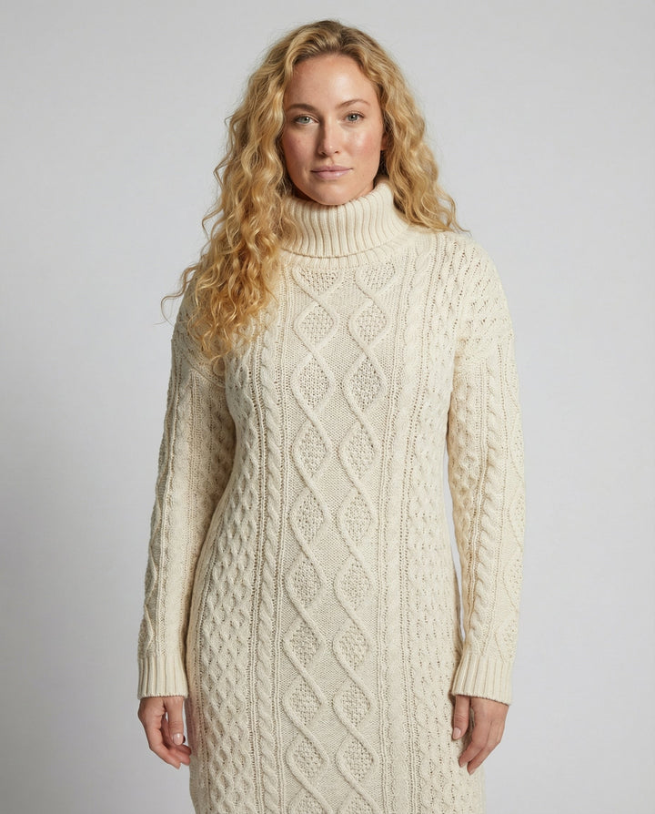 Robe pull femme beige en maille – Camille – vue 4
