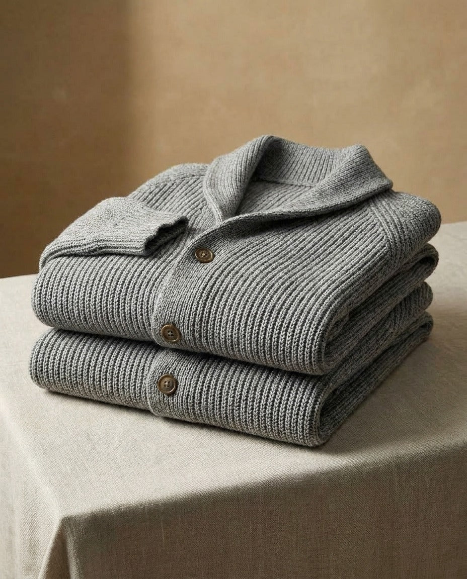 Cardigan homme en grosse maille à col châle et poches plaquées – Louis - vue 10