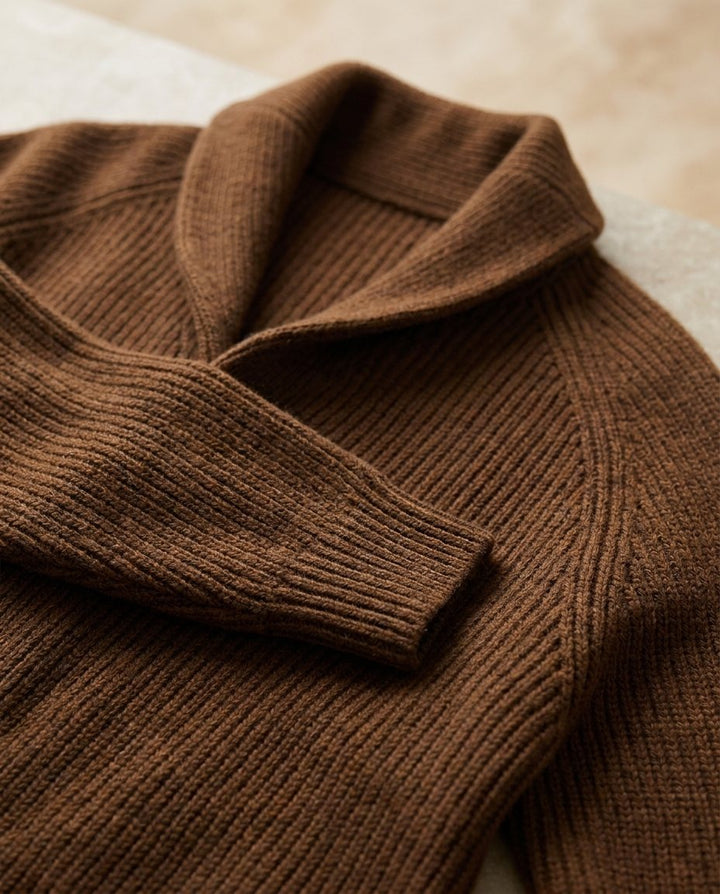 Cardigan homme en grosse maille à col châle et poches plaquées – Louis - vue 3