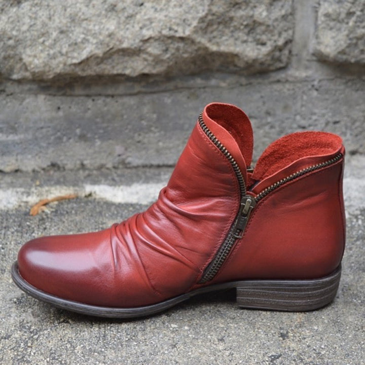 Bottines femme en cuir pour l'automne – Teresa – Rouge