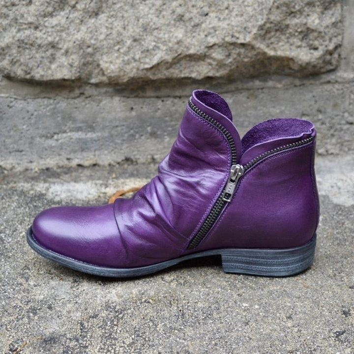Bottines femme en cuir pour l'automne – Teresa – Violet
