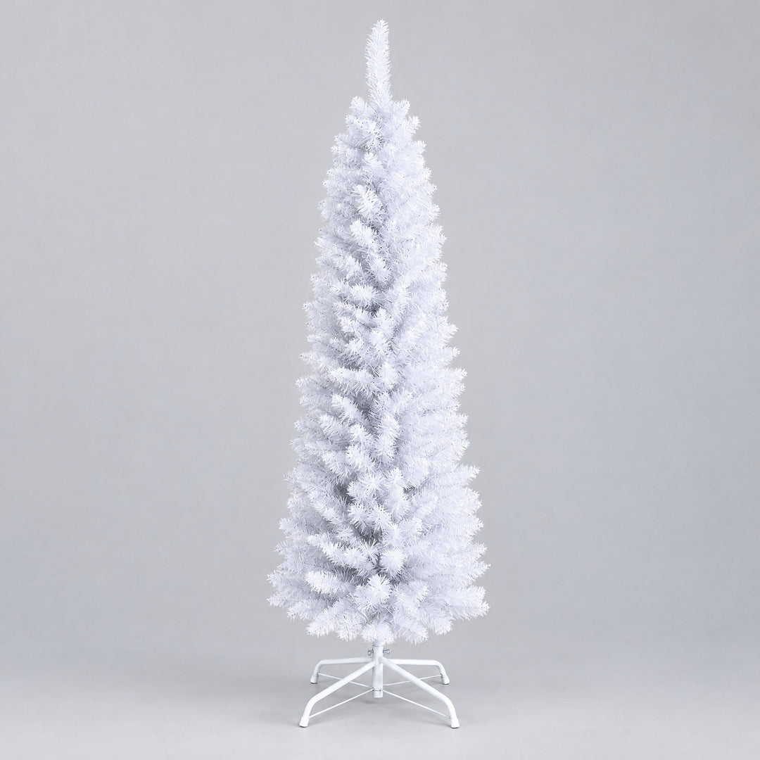 Sapin de Noël Blanc Étroit 120, 150, 180 cm – Sapin Artificiel Slim, Lumières en Option