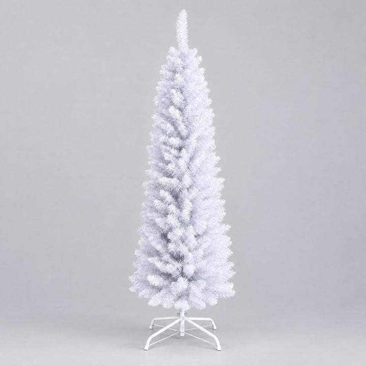 Sapin de Noël Blanc Étroit 120, 150, 180 cm – Sapin Artificiel Slim, Lumières en Option