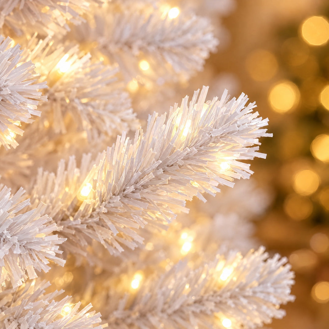Sapin de Noël Blanc Étroit 120, 150, 180 cm – Sapin Artificiel Slim, Lumières en Option